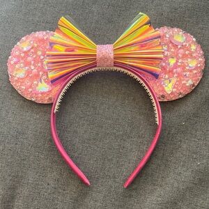 Pink Sequin Mouse Ears Headband with Rainbow Bow